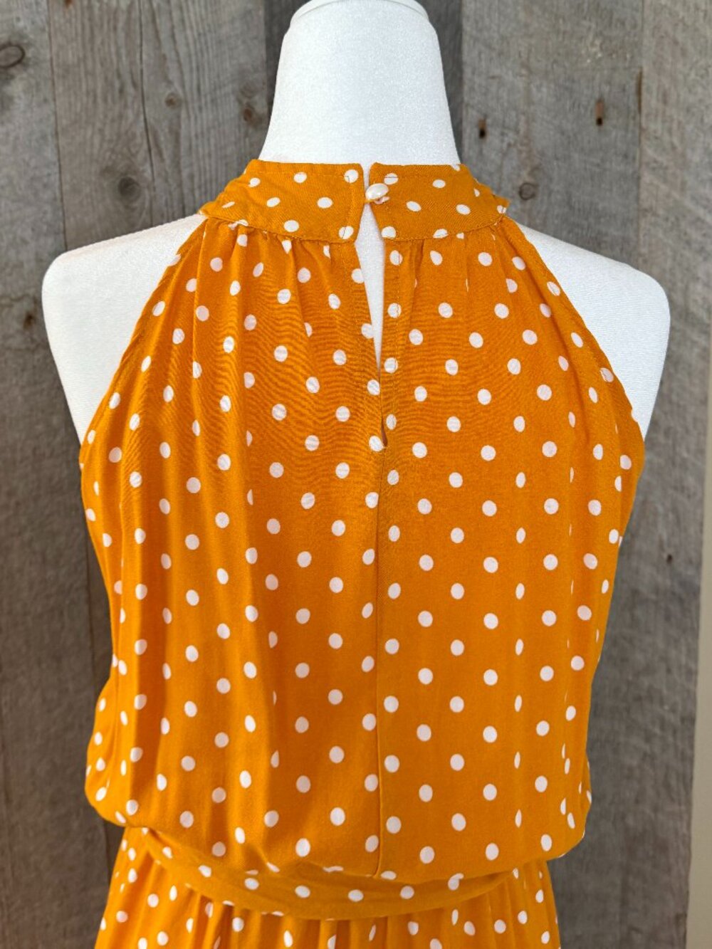 La Parisienne Yellow Dress with White Polkadots Size M - Picture 7 of 8